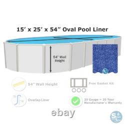 Smartline 15' x 25' x 54 Oval 20 Gauge Overlap Above Ground Swimming Pool Liner