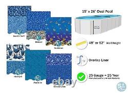 Smartline 15' x 26' Oval 25 Gauge Swimming Pool Overlap Liner (Choose Pattern)