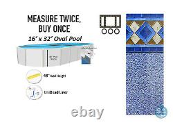 Smartline 16' x 32' Oval UniBead 48 Wall Height Swimming Pool Liner 25 Gauge