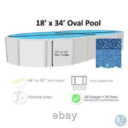 Smartline 18' x 34' Oval 30 Gauge Swimming Pool Overlap Liner (Choose Pattern)