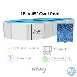 Smartline 18' x 45' Oval Swimming Pool 25 Gauge Overlap Liner (Choose Pattern)