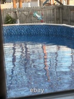 Smartline 39'x18' Oval Swimming Above Pool Liner Blue Boulder Swirl Overlap