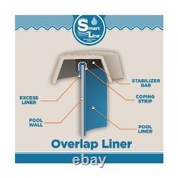 Smartline 8 ft Round Swimming Pool Liner Solid Blue Overlap Style 48-52