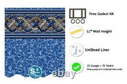 Smartline Mystri Gold Unibead Pool Liner 25 Gauge 52 Wall Height (Choose Size)
