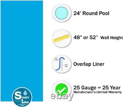 Smartline Solid Blue 24-Foot round Liner Overlap Style 48-Or-52-Inch Wall He