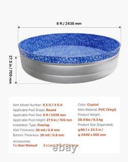 Snug Fit 8ft Pool Liner for Steel-Sided Tanks Quick Installation Included