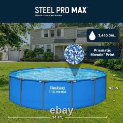 Steel Pro MAX 14' x 42 Above Ground Swimming Pool, Pool Only, Blue Round Durab
