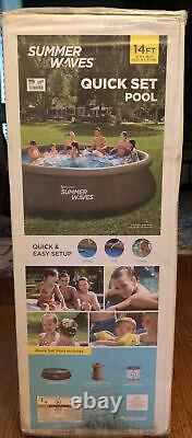 Summer Waves 14' x 36 Wicker Print Quick Set Pool with Filter Pump SEALED New