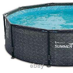 Summer Waves 14' x 48 Outdoor Round Frame Above Ground Swimming Pool with Pump