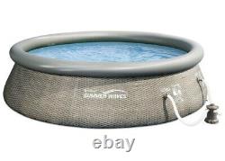 Summer Waves 14ft x 36in Quick Set Wicker Look Swimming Pool w Filter & Pump New