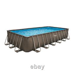 Summer Waves 24ft Dark Double Rattan Elite Rectangular Frame Pool FREE SHIP