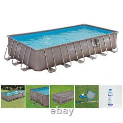 Summer Waves 24ft x 12ft x 52in Rectangle Above Ground Frame Swimming Pool Set