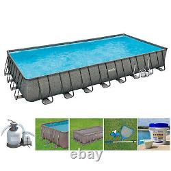 Summer Waves 32ft x 16ft x 52in Rectangle Frame Above Ground Swimming Pool Set