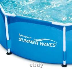 Summer Waves 8ft x 30in Outdoor Round Frame Above Ground Swimming Pool with Pump