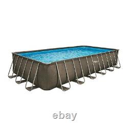 Summer waves 24ft Elite rectangular frame pool dark double rattan print