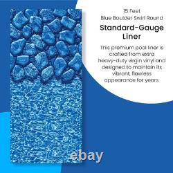 Swim Central 15FT Boulder Swirl 48/52IN Round Overlap Above Ground Pool Liner