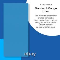 Swim Central 15FT Solid Blue 48/52IN Round Overlap Above Ground Pool Liner