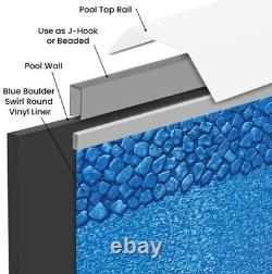Swim Central 18FT Boulder Swirl 48/52IN Round Overlap Above Ground Pool Liner