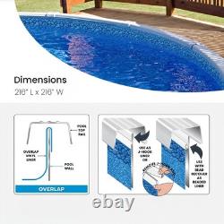 Swim Central 18FT Boulder Swirl 48/52IN Round Overlap Above Ground Pool Liner