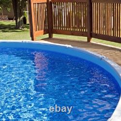 Swim Central 21FT Solid Blue 48/52IN Round Overlap Above Ground Pool Liner