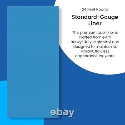 Swim Central 24FT Solid Blue 48/52IN Round Overlap Above Ground Pool Liner