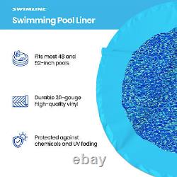 Swimline 15 Foot Swirl Blue Round Above Ground Pool Wall Overlap Liner (Used)