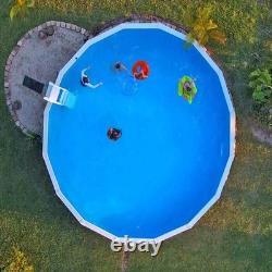 Swimline 15 Ft Solid Blue Round Above Ground Swimming Pool Overlap Liner (Used)