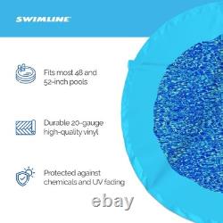Swimline 21 Foot Swirl Blue Round Above Ground Pool Wall Overlap Liner (Used)
