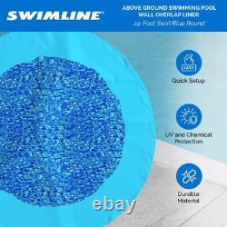 Swimline 24 Foot Swirl Blue Round Above Ground Swimming Pool Wall Overlap Liner