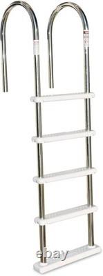 Swimline Hydrotools Above Ground Stainless Steel Heavy-Duty Pool Deck Ladder