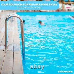 Swimline Hydrotools Above Ground Stainless Steel Heavy-Duty Pool Deck Ladder