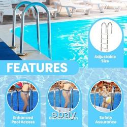 Swimline Hydrotools Above Ground Stainless Steel Heavy-Duty Pool Deck Ladder