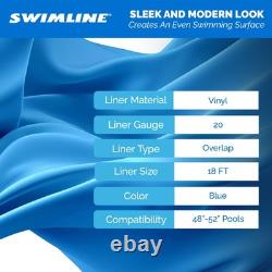 Swimline LI184820 18' Solid Blue Round Above Ground Swimming Pool Overlap Liner