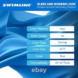 Swimline LI184820 18' Solid Blue Round Above Ground Swimming Pool Overlap Liner