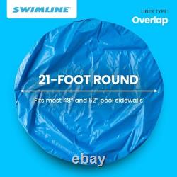Swimline LI214820 21' Solid Blue Round Above Ground Swimming Pool Overlap Liner