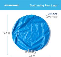 Swimline LI244820 24' Solid Blue Round Above Ground Swimming Pool Overlap Liner