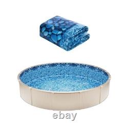 Swimline Round Overlap Above Ground Swimming Pool Liner Blue Wave Pattern