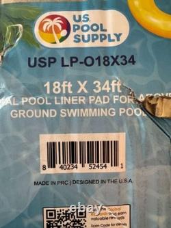 U. S. Pool Supply Ground Shield 18ft x 34ft Oval Heavy Duty Pool Liner Pad-NEW