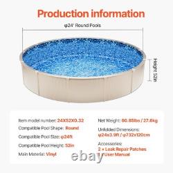 Uimoso 24ft Round Duobead Pool Liner for 52in Wall Height, Sturdy Design