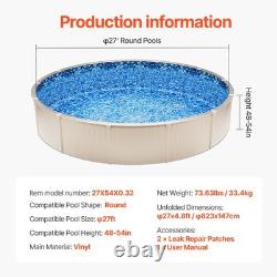 Uimoso 27ft Round Overlap Pool Liner, Fits 54in Wall, Sturdy and Long-Lasting