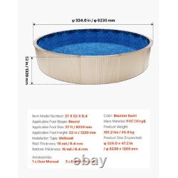 Uimoso 27ft Round Pool Liner UniBead 52in Wall Vinyl with Boulder Swirl Design