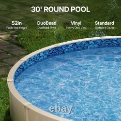 Uimoso 30ft Round Pool Liner, Duobead Style, Fits 52in Wall, and Long-Lasting