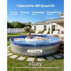 Uimoso 8ft Round Pool Liner Overlap 27.5in Wall Height Durable Vinyl Material