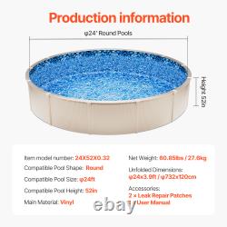 Uimoso Round Pool Liner for 18' 21' 24' 27' 30' 33' Pool Unibead 52 Wall Height