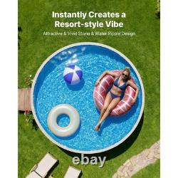 Uimoso15ft Round Overlap Pool Liner, 54in Wall, Durable Vinyl with Boulder Pattern