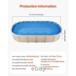 VEVOR 12 x 24 ft Oval Pool Liner, Overlap Style Above Ground Pool Liners, 48-to