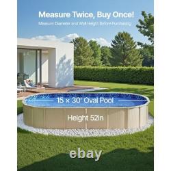 VEVOR 15 x 30 ft Oval Pool Liner, Unibead Above Ground Pool Liners, 52in Wall He