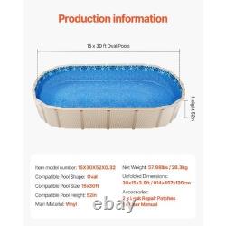 VEVOR 15 x 30 ft Oval Pool Liner, Unibead Above Ground Pool Liners, 52in Wall He