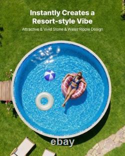 VEVOR 24ft Round Pool Liner Overlap 52in Wall Premium Vinyl Boulder Swirl