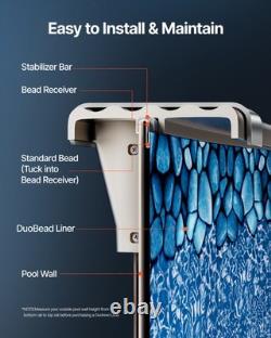 VEVOR Oval Pool Liner 12x24ft Duobead Style Pool Liner 52in Wall Height Durable